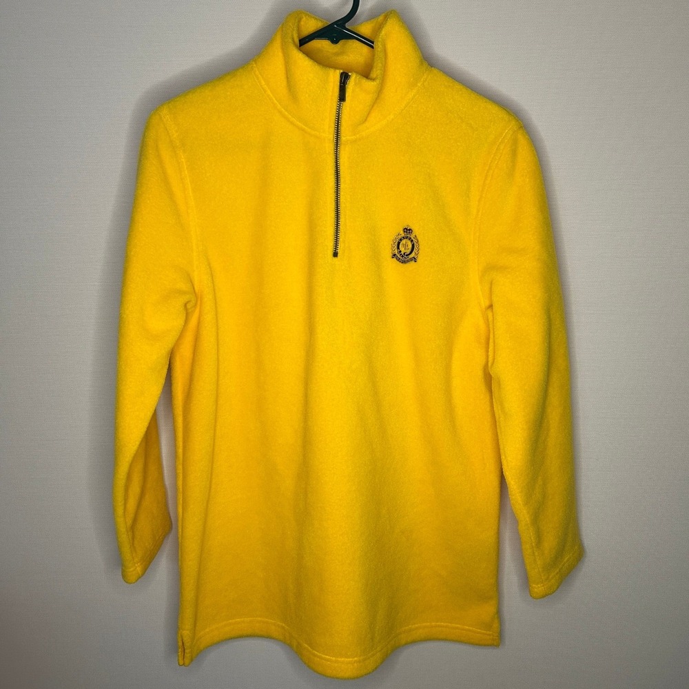 Lauren Ralph Lauren Yellow Fleece 1/4 Zip Pullover Crest Men Med Preppy Gorpcore